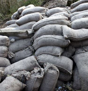 a pile of sandbags