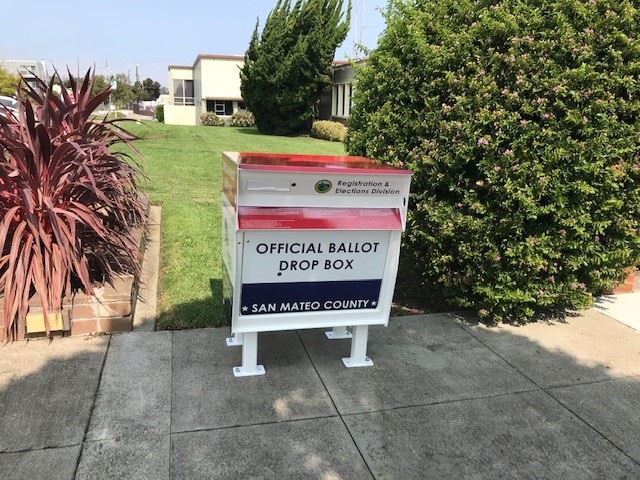 Image of San Mateo County Election Ballot Box Located at 570 Linden Ave, San Bruno, CA