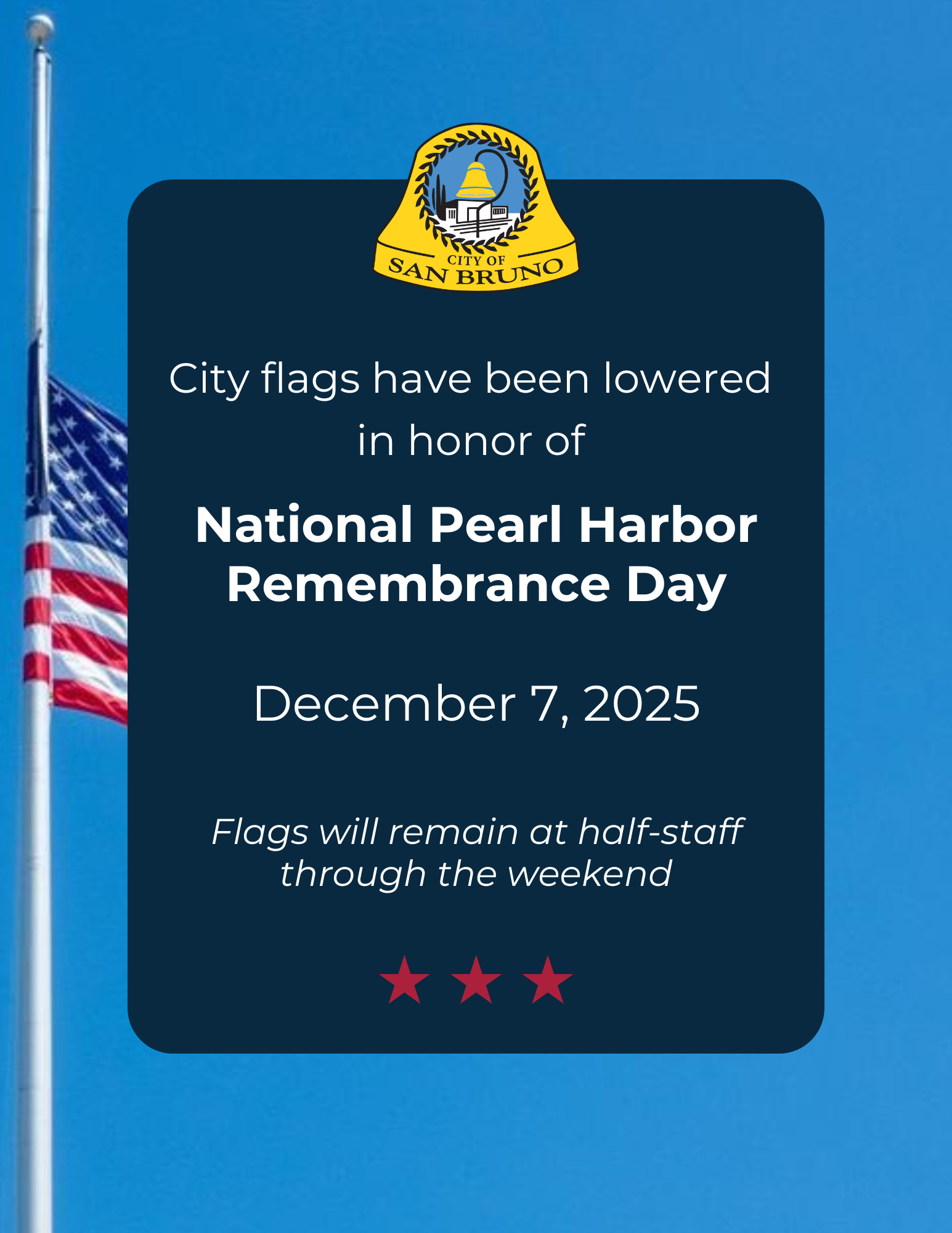 Half Staff Flag Notice