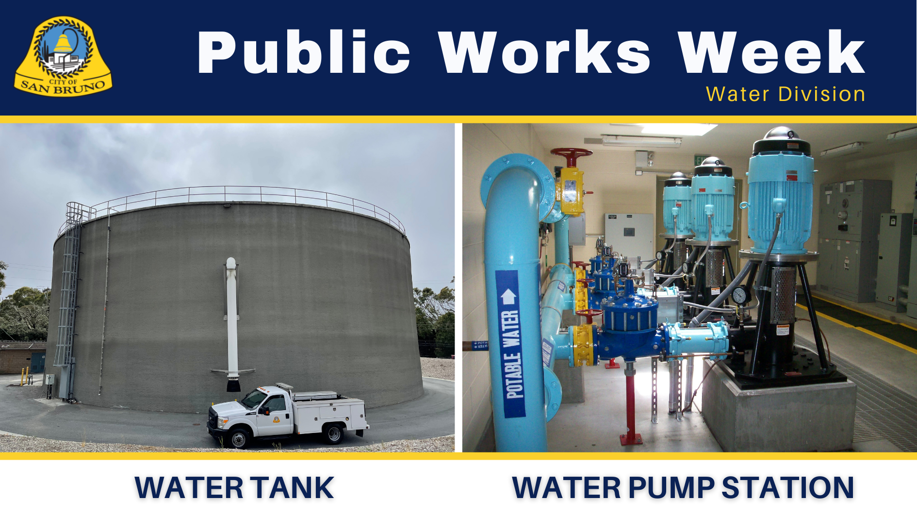 water tank with truck and water pump station